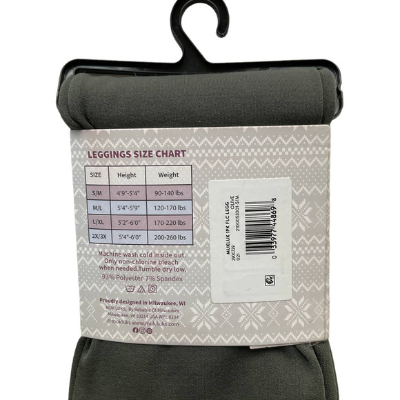 Muk Luks Leggings Olive Sm/Med Fleece Lined New with Tags - Picture 4 of 4